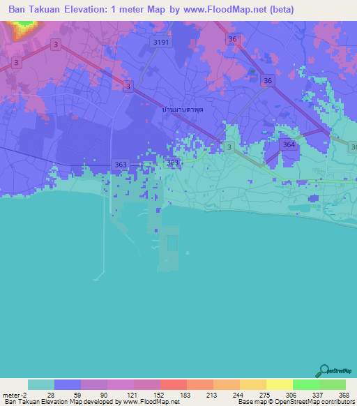 Ban Takuan,Thailand Elevation Map