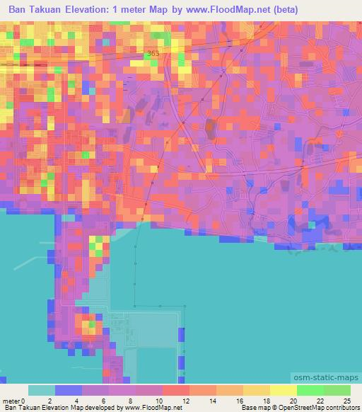 Ban Takuan,Thailand Elevation Map