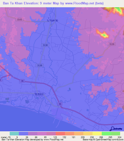 Ban Ta Khan,Thailand Elevation Map