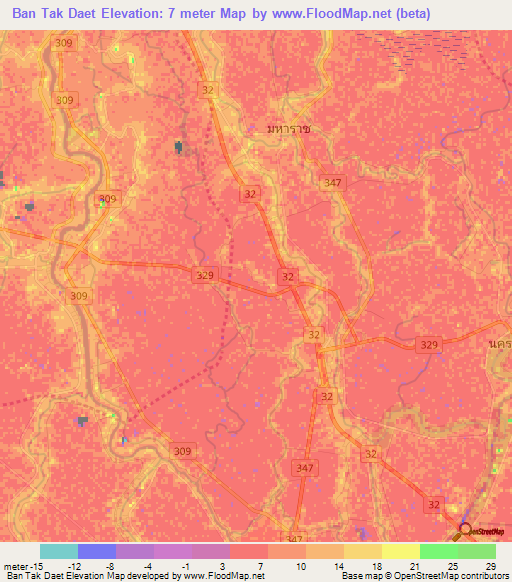 Ban Tak Daet,Thailand Elevation Map