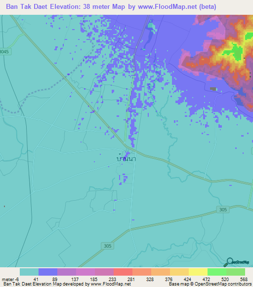 Ban Tak Daet,Thailand Elevation Map