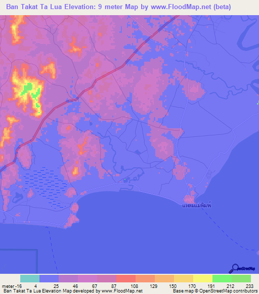 Ban Takat Ta Lua,Thailand Elevation Map