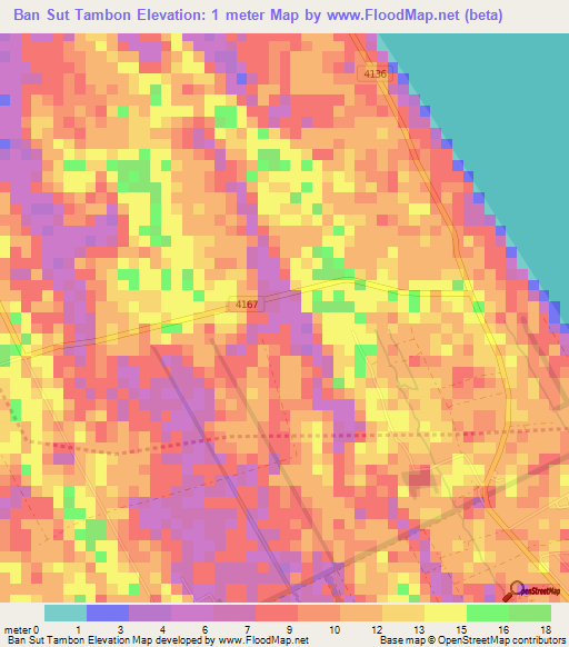 Ban Sut Tambon,Thailand Elevation Map