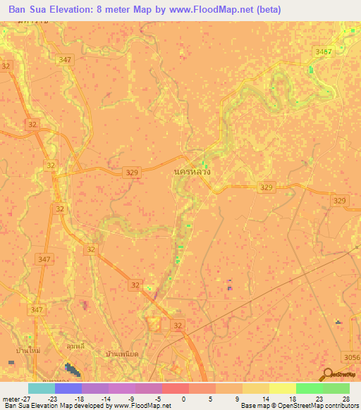 Ban Sua,Thailand Elevation Map