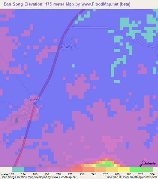 Ban Song,Thailand Elevation Map