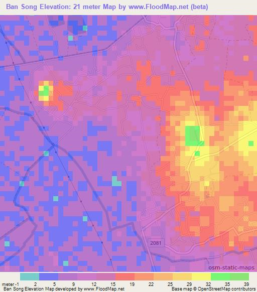 Ban Song,Thailand Elevation Map