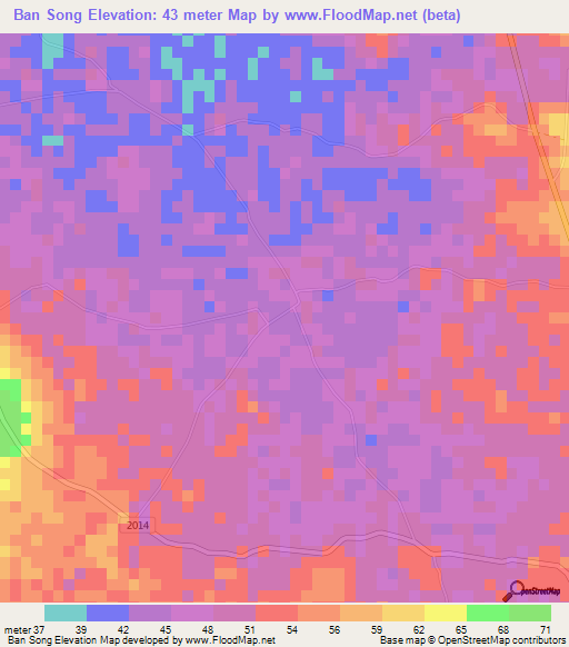 Ban Song,Thailand Elevation Map