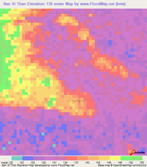 Ban Si Than,Thailand Elevation Map