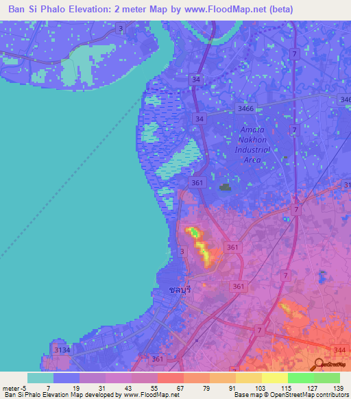 Ban Si Phalo,Thailand Elevation Map