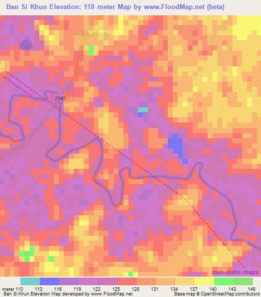 Ban Si Khun,Thailand Elevation Map