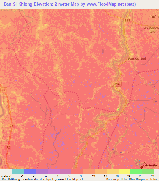 Ban Si Khlong,Thailand Elevation Map