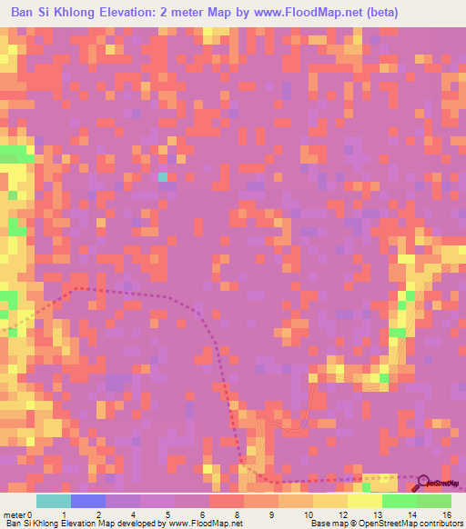 Ban Si Khlong,Thailand Elevation Map
