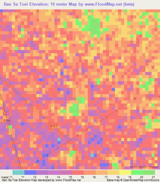 Ban Sa Toei,Thailand Elevation Map