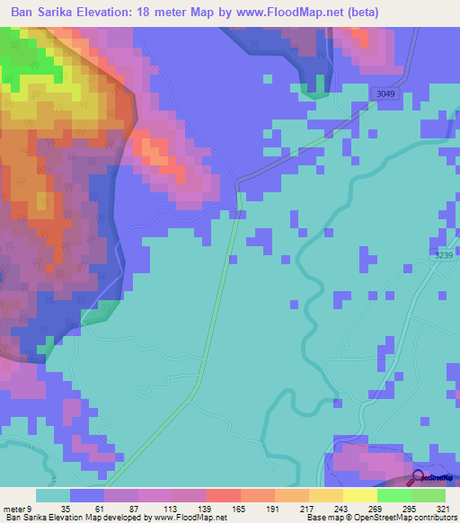 Ban Sarika,Thailand Elevation Map