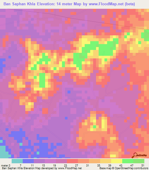 Ban Saphan Khla,Thailand Elevation Map