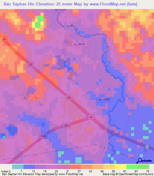 Ban Saphan Hin,Thailand Elevation Map