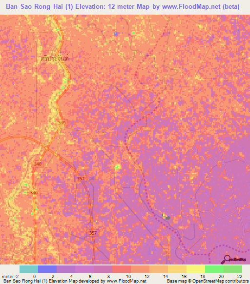 Ban Sao Rong Hai (1),Thailand Elevation Map