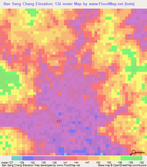 Ban Sang Chang,Thailand Elevation Map