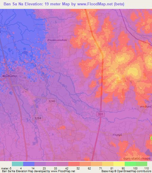 Ban Sa Na,Thailand Elevation Map