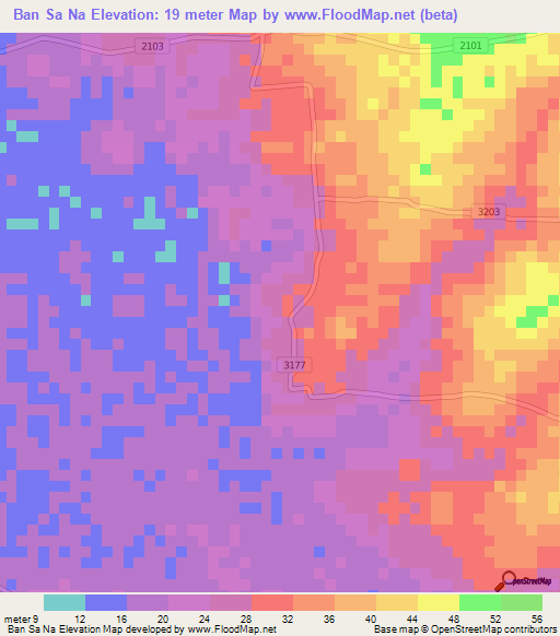 Ban Sa Na,Thailand Elevation Map