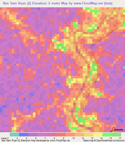 Ban Sam Ruan (2),Thailand Elevation Map