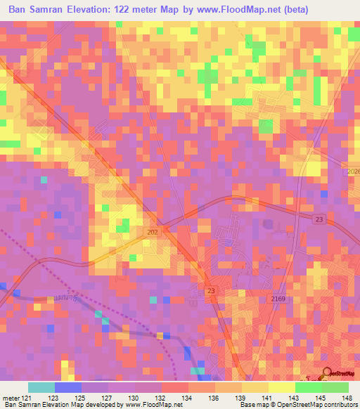 Ban Samran,Thailand Elevation Map