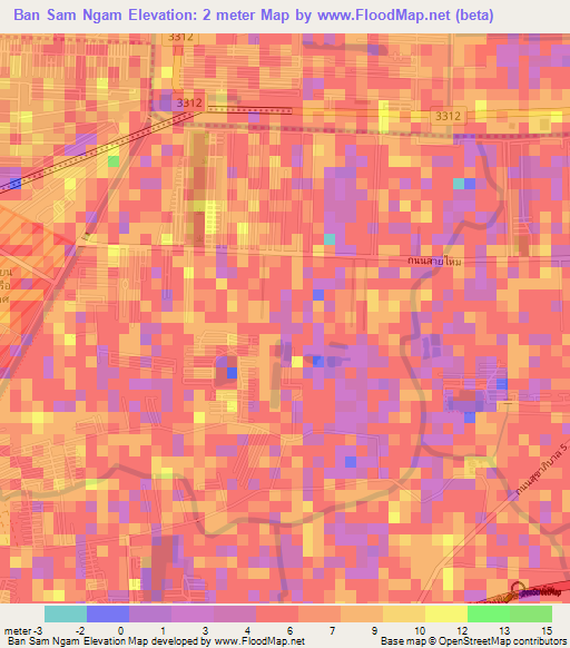 Ban Sam Ngam,Thailand Elevation Map