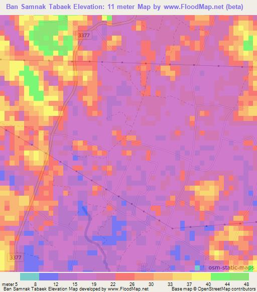 Ban Samnak Tabaek,Thailand Elevation Map