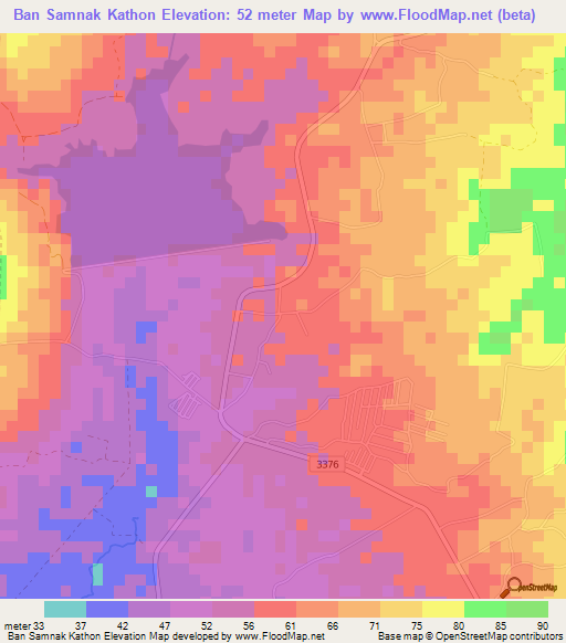 Ban Samnak Kathon,Thailand Elevation Map