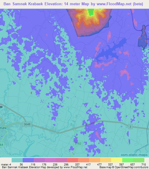 Ban Samnak Krabaek,Thailand Elevation Map