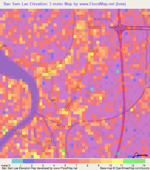 Ban Sam Lae,Thailand Elevation Map