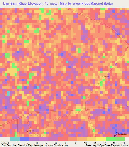 Ban Sam Khao,Thailand Elevation Map