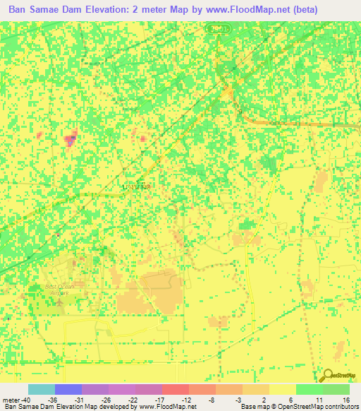 Ban Samae Dam,Thailand Elevation Map