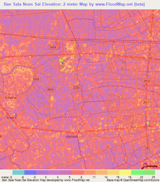 Ban Sala Noen Sai,Thailand Elevation Map