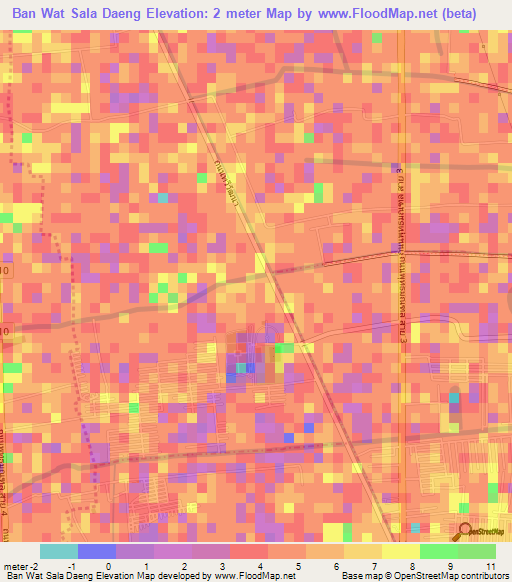 Ban Wat Sala Daeng,Thailand Elevation Map