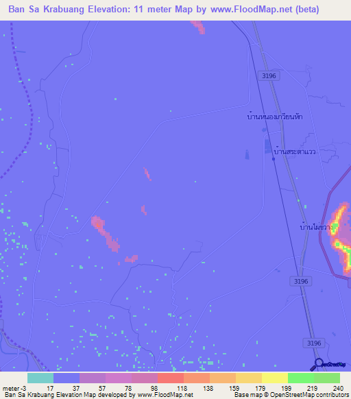 Ban Sa Krabuang,Thailand Elevation Map