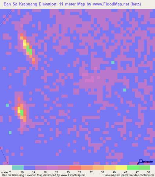 Ban Sa Krabuang,Thailand Elevation Map