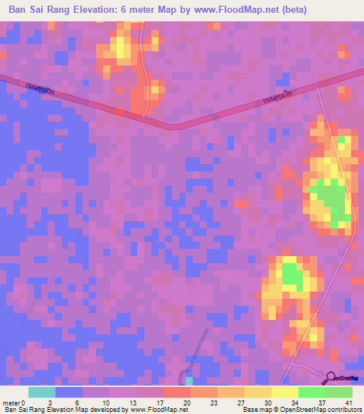Ban Sai Rang,Thailand Elevation Map
