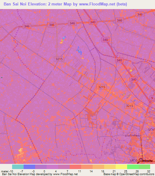 Ban Sai Noi,Thailand Elevation Map