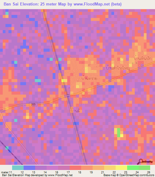 Ban Sai,Thailand Elevation Map