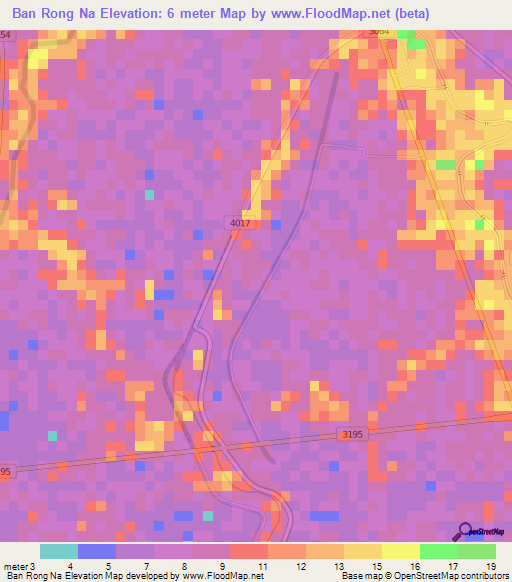 Ban Rong Na,Thailand Elevation Map