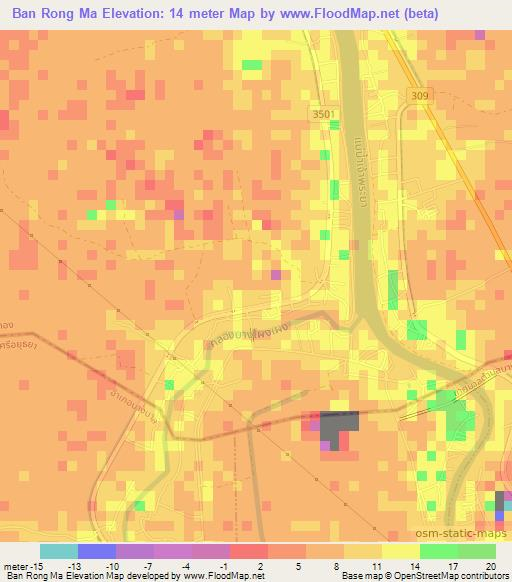 Ban Rong Ma,Thailand Elevation Map