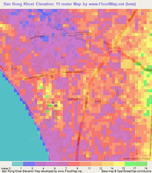 Ban Rong Khoei,Thailand Elevation Map