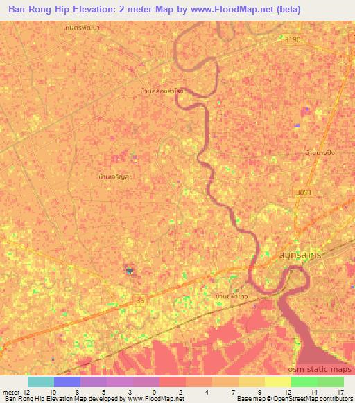Ban Rong Hip,Thailand Elevation Map