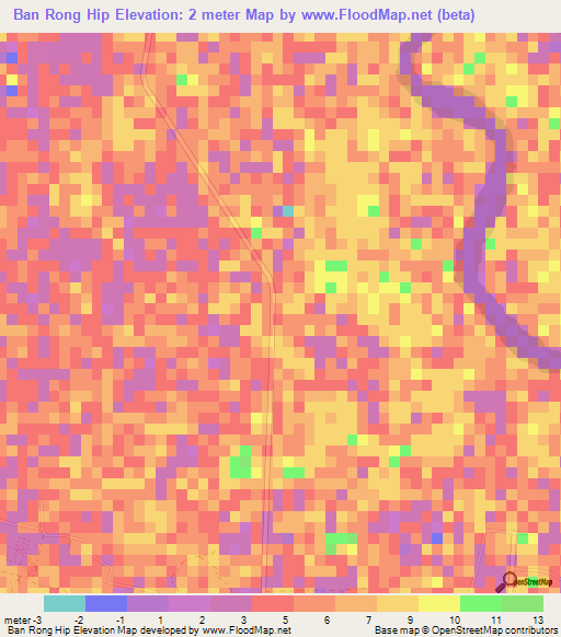 Ban Rong Hip,Thailand Elevation Map