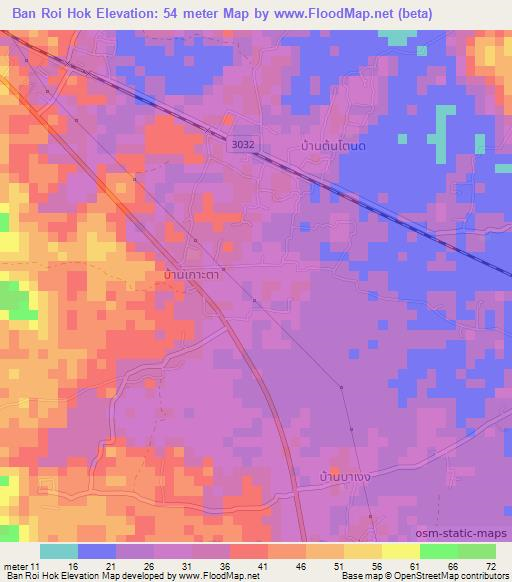Ban Roi Hok,Thailand Elevation Map