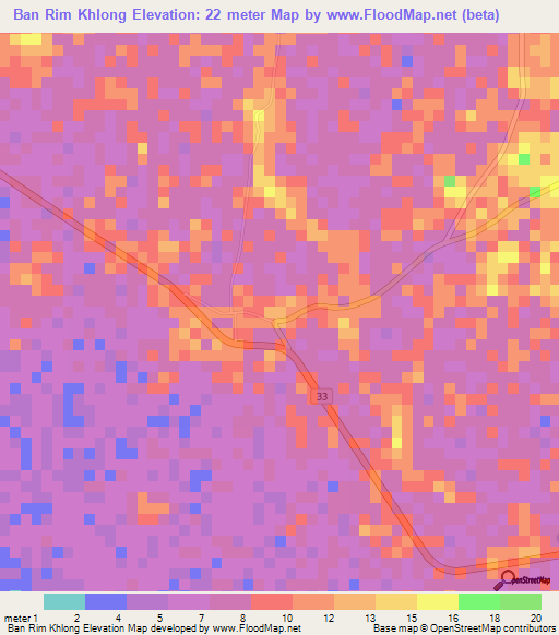 Ban Rim Khlong,Thailand Elevation Map