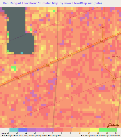 Ban Rangsit,Thailand Elevation Map