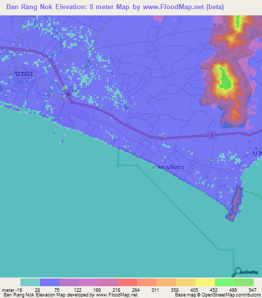Ban Rang Nok,Thailand Elevation Map