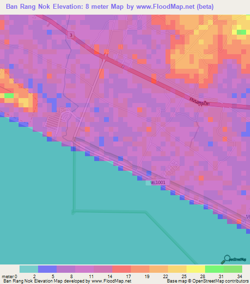 Ban Rang Nok,Thailand Elevation Map